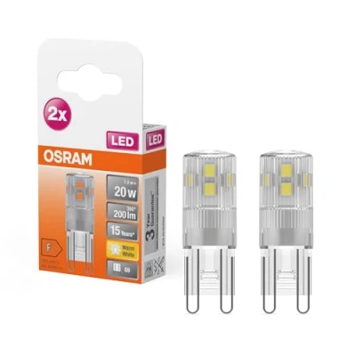 Abbildung von OSRAM LED Pin Lampe mit G9 Sockel, Warmweiss (2700K), 220 240V, 1.9W, Ersatz für herkömmliche 20W Lampe, Doppelpack