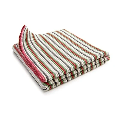 Abbildung von Sonnenstrick Erstlingsdecke/Babydecke/Kuscheldecke/Strickdecke aus 100% Bio Baumwolle kba made in Germany 80 x cm gestreift rot