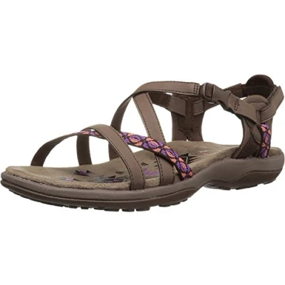 Abbildung von Skechers Damen Reggae Slim Vacay Slingback Sandalen, Chocolate Duraleather/Webbing, 37 EU