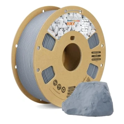Abbildung von OVERTURE Rock PLA Filament 1.75mm, Marble 1kg Spule (2.2lbs), Maßgenauigkeit +/ 0.02mm, für Drucker 3D(Mist Gray)