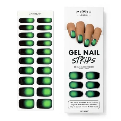 Abbildung von MOYOU LONDON Halbgehärtete UV Gel Strips 20 Stück Nagelfolien Härtend für Maniküre in Salonqualität Top Secret