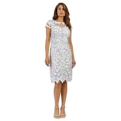 Abbildung von APART Kurzes Allover aufwendig bestricktes Meshkleid, hellblau Creme, 38