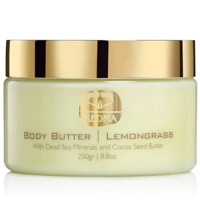 Abbildung von Kedma Body Butter Lemongrass Feuchtigkeitsspendende Körperbutter mit Kakaobutter und Mineralien aus dem Toten Meer Für trockene Haut 250g