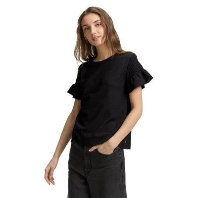 Abbildung von TOM Tailor Denim MIT Smockdetails Tshirt print, Damen, Größe: XL, Deep black