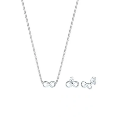 Abbildung von Elli SET Stecker Infinity Symbol Endlos Ohrringe, Damen, Größe: 45, Silber