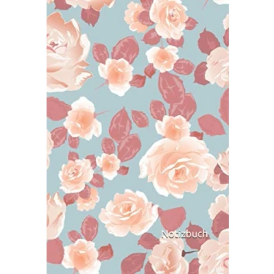 Abbildung von Notizbuch: Rosen Notizbuch 6x9 Zoll DIN A5 120 Seiten Punktraster Garten Notizheft Rosenmuster Tagebuch Blumen Notebook