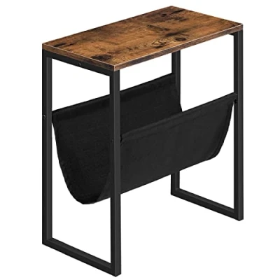 Abbildung von HOOBRO Beistelltisch Schmal, Nachttisch mit Zeitschriftenschlinge aus Stoff, Sofatisch Geeignet für Kleine Räume, Schlafzimmer, Wohnzimmer, Büro, Dunkelbraun EUBF66BZ01