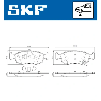 Abbildung von SKF VKBP 80236 A Bremsbelagsatz mit akustischer Verschleißwarnung