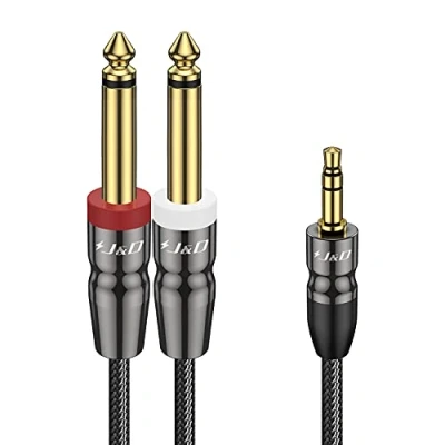 Abbildung von J&amp;D 3,5 mm zu Dual 1/4 Zoll Stereo Splitter Y Kabel, 3,5mm 1/8 TRS Männlich auf 2 x 6,35mm Mono Kabel für Telefon/Verstärker/Mixer Audio Recorder 0,9 Meter