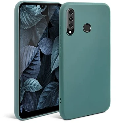 Abbildung von Moozy Minimalist Series Silikon Hülle für Huawei P30 Lite, Blau Grau Mattes Finish, Dünne, Weiche TPU Handyhülle Schutzhülle