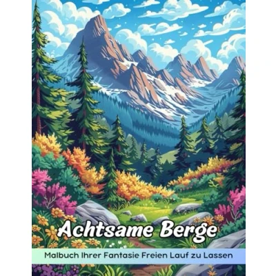Abbildung von Achtsame Berge Malbuch: Malseite, Ruhige Landschaften Für Kreatives Ausmalen