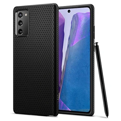 Abbildung von Samsung Galaxy Note 20 Hülle Silikon Spigen Soft Case/Backcover Handyhülle Schwarz Shockproof/Stoßfest