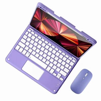Abbildung von GUPENAA Tastatur Hülle für iPad 10. Generation (10,9 Zoll, 2022) mit Touchpad, Integrierter Bleistifthalter, Magnetische Abnehmbare Kabellose Bluetooth Maus,Lila