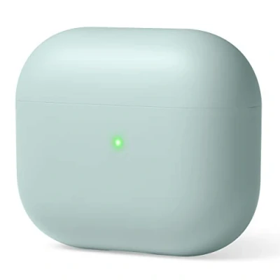 Abbildung von elago Liquid Hybrid Hülle Kompatibel mit AirPods 3 Case Cover Dreischichtiger Strukturschutz, Voller Schutz, LED Sichtbar, Hochwertiges Silikon Schutzhülle (Mint)