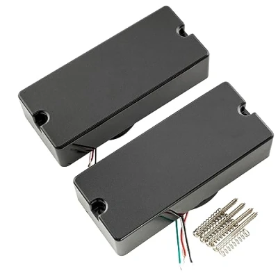 Abbildung von Artec MDC4 Keramik Bass Soapbar Tonabnehmer Pickups Set 12,4K für 4 Saiter E Bass, Schwarz