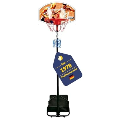 Abbildung von Best Sporting Basketballkorb Outdoor Mit Ständer I Höhenverstellbarer Basketball Korb Robuster Basketballständer für Kinder Transport Rollen (Orange, 160 bis 205 cm)
