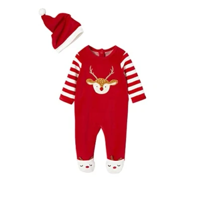 Abbildung von Vertbaudet Baby Weihnachts Geschenkset: Strampler &amp; Mütze Ziegel 74