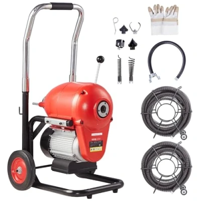 Abbildung von VEVOR Rohrreinigungsmaschine Rohrreinigungsgerät Manuelle Zufuhr 36,6mx3cm 1100W