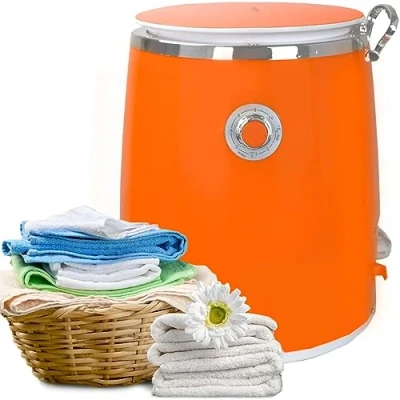 Abbildung von Syntrox Campingwaschmaschine Orange, 3,0 Kg Fassungsvermögen, Timer Funktion, Geräuscharmer Betrieb, 380Watt
