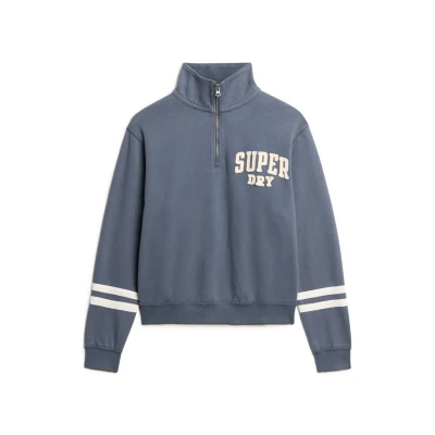 Abbildung von Superdry Athletic Essentials Applique HALF ZIP Sweatshirt, Damen, Größe: 42, Mariner navy