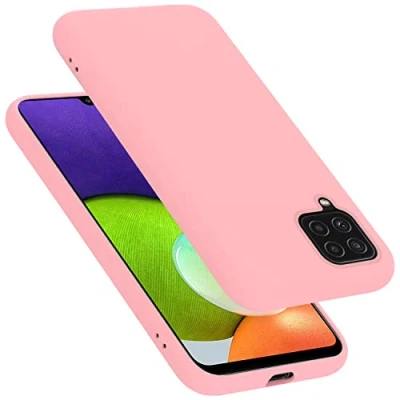 Abbildung von Cadorabo Hülle kompatibel mit Samsung Galaxy A22 4G / M22 M32 Handyhülle für Case aus flüssigem Silikon stoßfeste dünne TPU Schutzhülle Liquid PINK