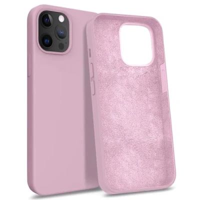 Abbildung von MyGadget Hülle kompatibel mit iPhone 12 Pro Gummierte Handyhülle [ 3 Layer Struktur ] Schutzhülle Soft Inlay &amp; Hardcase Cover außen Rosa