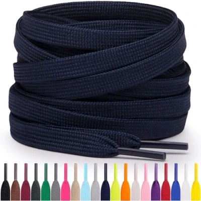 Abbildung von Miscly Flache Schnürsenkel, in verschiedenen Längen und Farben erhältlich (114 cm, Marineblau)