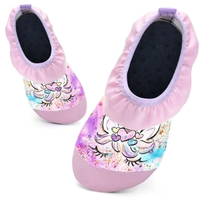 Abbildung von Kinder Badeschuhe Schwimmschuhe Wasserschuhe Mädchen Baby Strandschuhe Aquaschuhe Schnell Trocknend für Beach Pool(DJS Rosa16/17)