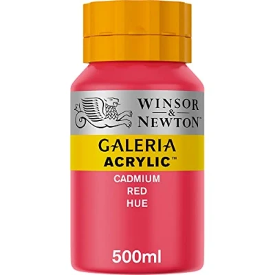 Abbildung von Winsor &amp; Newton 2150095 Galeria Acrylfarbe, hohe Pigmentierung, lichtecht, buttrige Konsistenz, 500 ml Topf Kadmiumrot