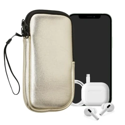 Abbildung von kwmobile Handytasche für Smartphones XXL 7&quot; Neopren Handy Hülle Metallic Gold Tasche 17,7 x 8,5 cm Innenmaße