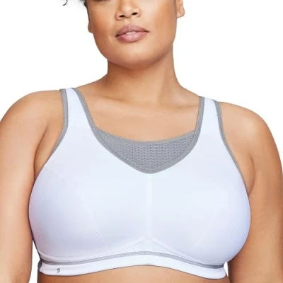Abbildung von Glamorise Damen Hochleistungs Bustier Sport BH, Weiss/Grau,110E