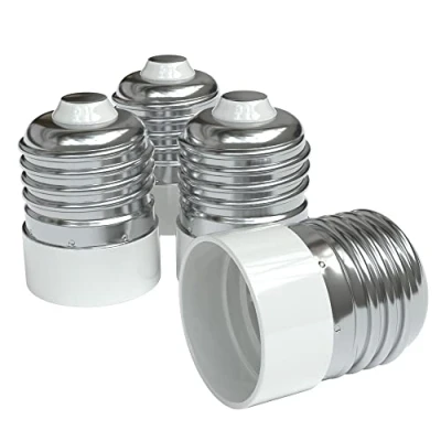 Abbildung von EAZY CASE 4X Lampensockel Adapter Konverter für E27 Fassung auf E14 Lampenadapter LED /Halogen und Energiesparlampen Sockeladapter, Weiß