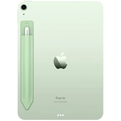 Abbildung von elago Stifthalter Kompatibel mit Apple Pencil USB C, 2. und 1. Generation, Starke Klebehülle, Befestigung an Tablet Hülle, PU Leder weiches Lycra Material(Pastellgrün)