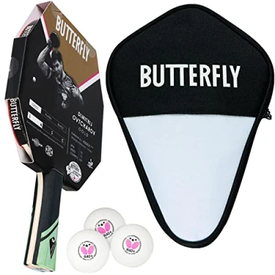 Abbildung von Butterfly 1x Dimitrij Ovtcharov Gold Tischtennisschläger + Hülle 3x TT Bälle