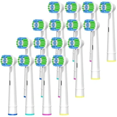 Abbildung von 16 Stück Aufsteckbürsten Kompatibel mit Oral B Aufsteckbürsten, Professionelle Ersatzköpfe passend für Elektrische Zahnbürsten, Weiß.