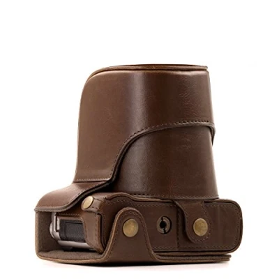 Abbildung von MegaGear MG173 Fujifilm X A5, A3, A2, A1, M1 Ever Ready Leder Kamera Case mit Trageriemen Dunkelbraun