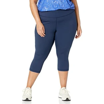 Abbildung von Amazon Essentials Damen Active Sculpt Workout Athleisure Capri Leggings mit hohem Bund (in Übergröße erhältlich), Marineblau, M
