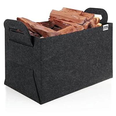 Abbildung von com four® Filz Tasche XXL für den Einkauf Transporttaschen Zeitungen, Altpapier und Shopping Kaminholz Brennholz Einkaufstasche (01 Stück anthrazit 44x31cm)