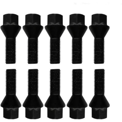 Abbildung von 10 Radschrauben Radbolzen schwarz Kegelbund M12x1,5 28mm