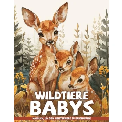 Abbildung von Wildtiere Babys Malbücher Für Erwachsene: Baby Tiere Malvorlagen Jungen, Achtsamkeit Und Kunsttherapie.