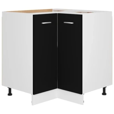 Abbildung von vidaXL Eckunterschrank 2 Regalböden Küchenschrank Küchenzeile Eckschrank Küche Küchenmöbel Einbauküche Schrank Schwarz 75,5x75,5x81,5cm Holzwerkstoff
