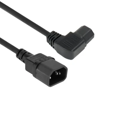 Abbildung von ACT Warmgerätekabel 0.6m, C14 Stecker auf C15 Buchse gewinkelt Links, Stromkabel Verlängerung, Warmgerätestecker abgewinkelt AK5352