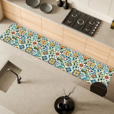 Abbildung von Comart, Austin Küchenteppich, aus Polyester, Bedruckt, rutschfest, Tiles, 50 x 270 cm