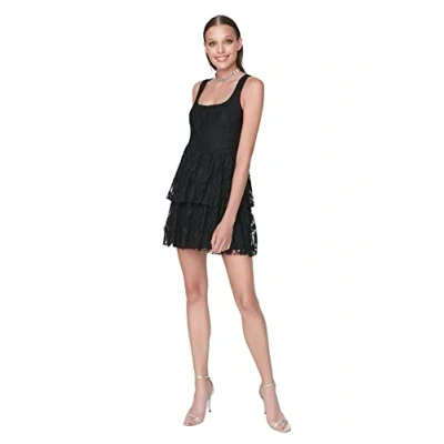 Abbildung von TRENDYOL Damen Mini A Linie Regular Dress Kleid, Schwarz, 38