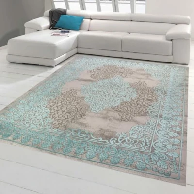 Abbildung von Merinos Wohnzimmerteppich mit Ornamenten Teppich Vintage in Türkis Grau Größe 120x170 cm