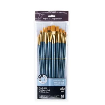 Abbildung von Royal &amp; Langnickel RSET 9313 Medium Gold Taklon 12 teiliges Pinsel Set gemischt mit langem Griff