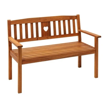 Abbildung von Dehner Gartenbank Heart, 2 oder 3 Sitzer, Farbe braun, aus FSC® zertifiziertem Akazienholz mit Landhaus Charme