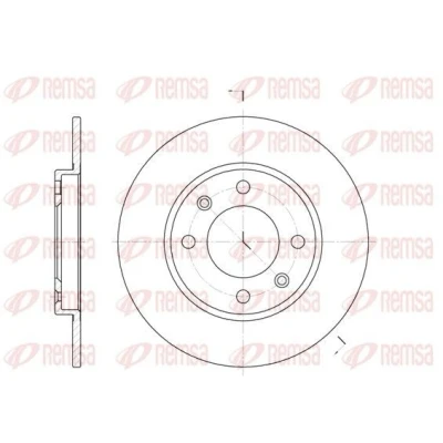 Abbildung von REMSA 6128.00 Bremsscheibe Hinterachse 247, 247 8 4 voll PEUGEOT: 206 Schrägheck, SW, 306 CITROËN: Xsara Picasso, Saxo Schrägheck