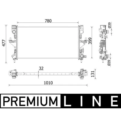 Abbildung von MAHLE ORIGINAL CR 932 000P Kühler, Motorkühlung 780 399 32 Kühlrippen gelötet FIAT: Ducato III Bus