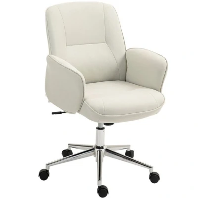 Abbildung von Vinsetto Bürostuhl mit Wippfunktion Schreibtischstuhl höhenverstellbarer Drehstuhl ergonomischer Arbeitsstuhl modern Belastbar bis 120 kg Mikrofaser Cremeweiß 67 x 69 92 102 cm